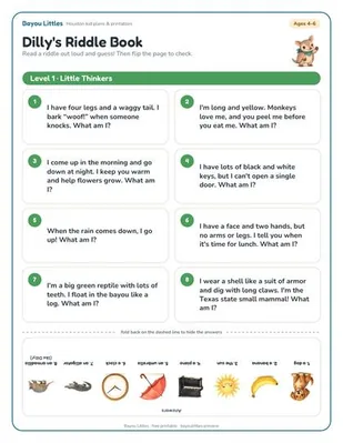 Preview of the Dilly's riddle book printable